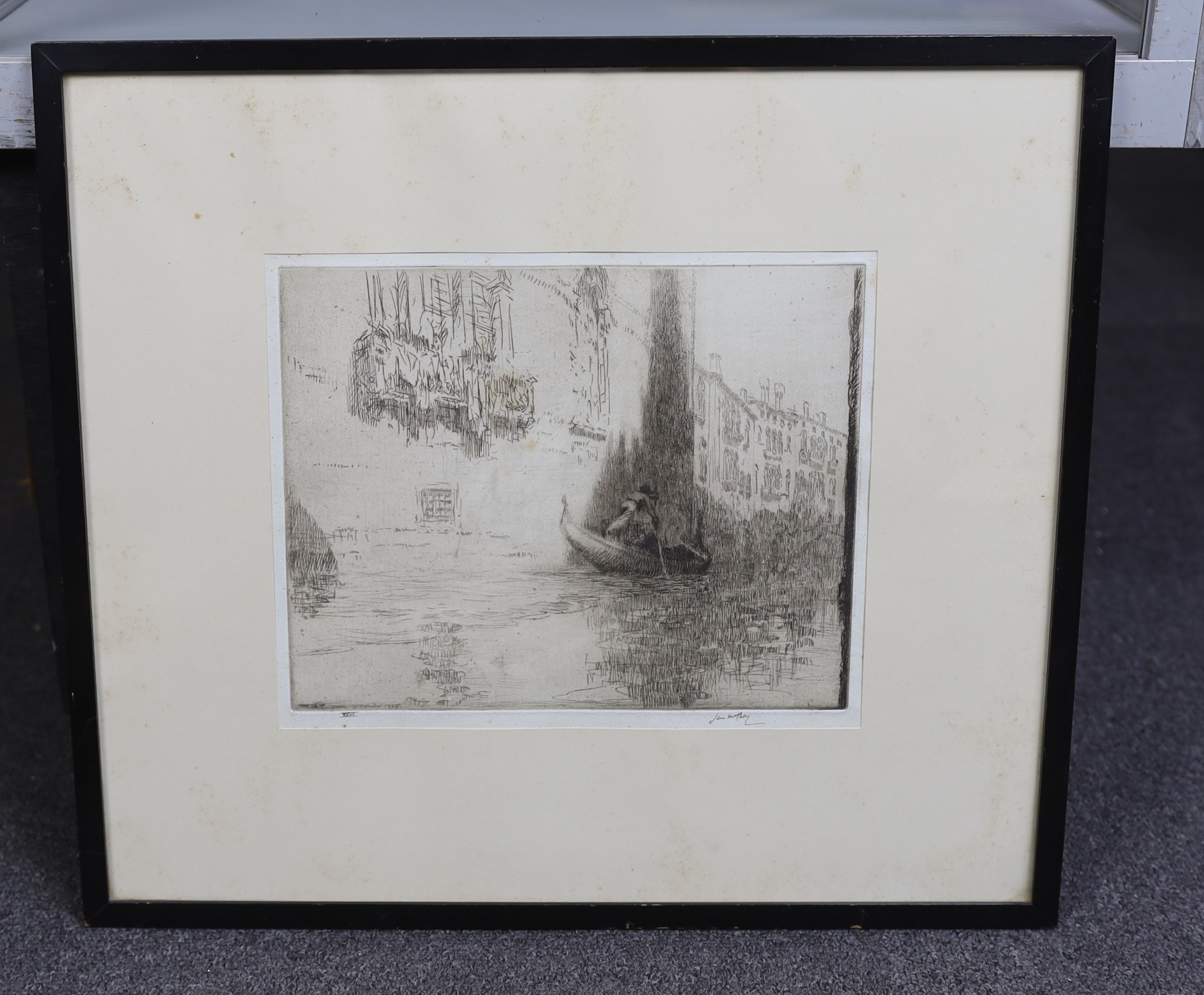 James McBey (Scottish, 1883-1959), dry point etching, 'The Passing Gondola', signed in ink and numbered XXVI, 21 x 26.5cm. Condition - fair